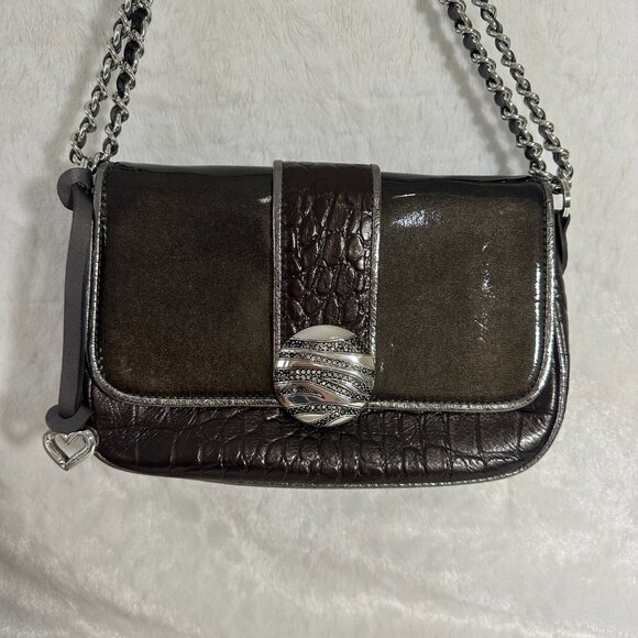 Brighton Ziggy Crossbody Organizer Purse in Box with Paperwork Dustbag NIB Croc - Picture 6 of 14